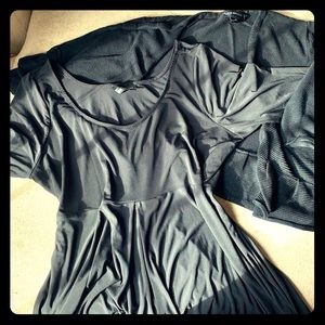 Black stain dress with ribbed black shrug